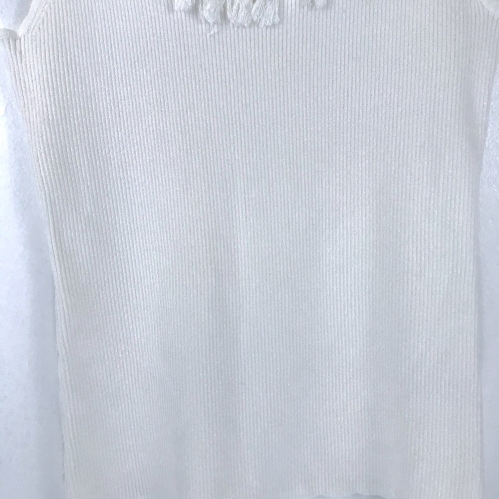 Ruby Rd. White Beaded Tassel Ribbed Tank Top PXL - Picture 7 of 7